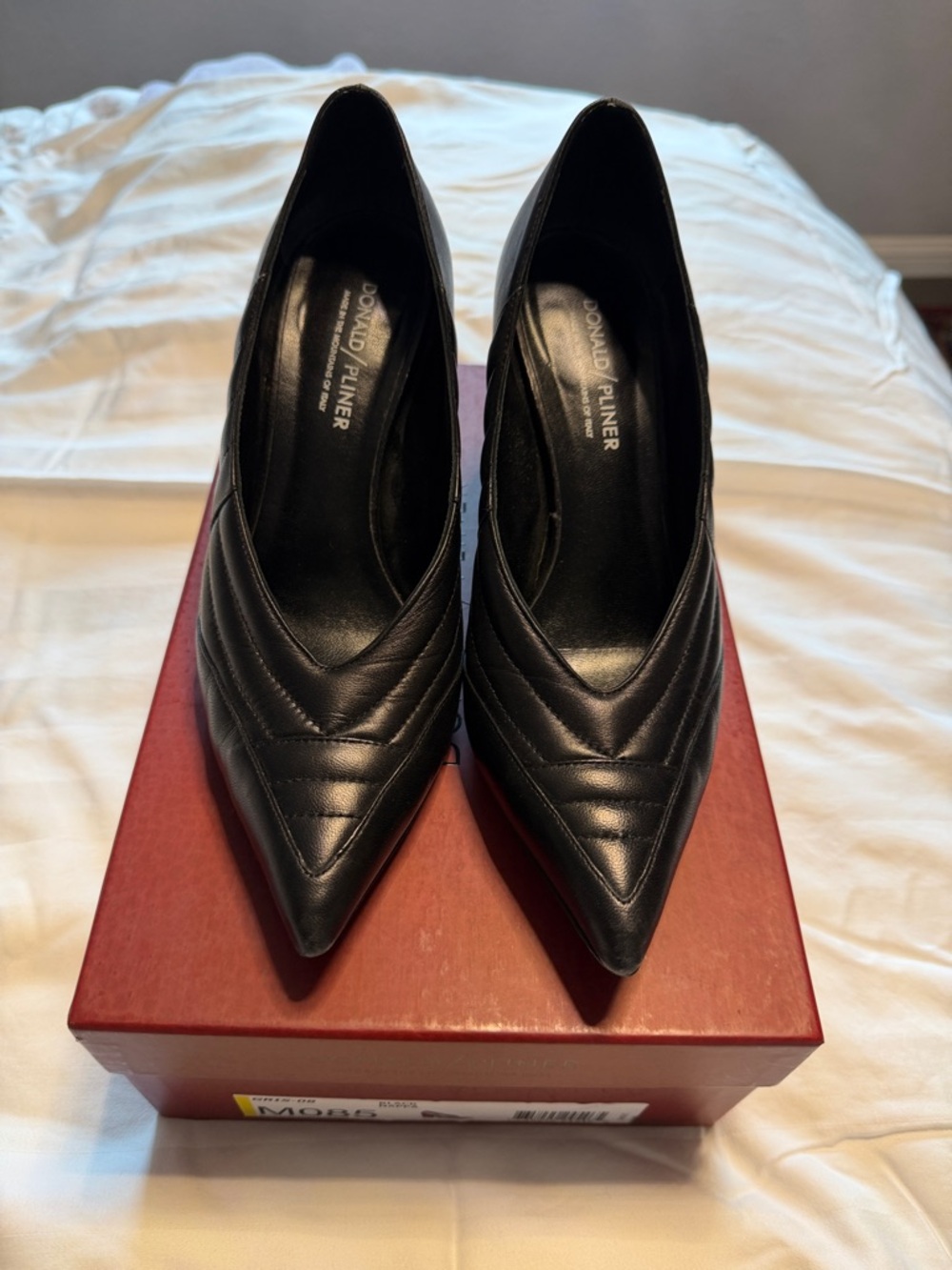 Donald J. Pliner Black Quilted Leather Pointed Pumps